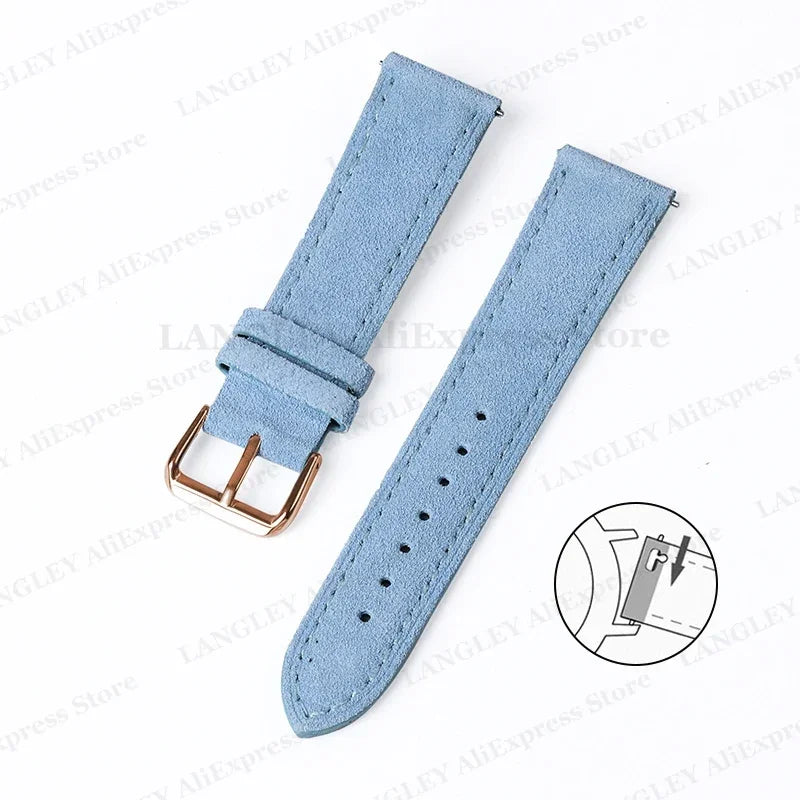 Vintage Suede Leather Watch Strap – 18/20/22mm, Quick Release