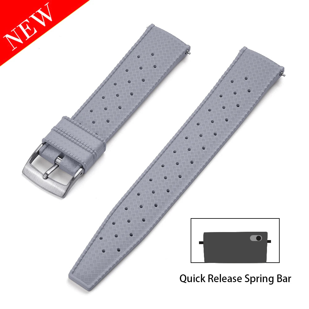 Premium Grade Tropical FKM Rubber Strap Quick Release Watch Band 18mm 20mm 22mm 24mm Rubber Tropical Strap Smart Watch Strap