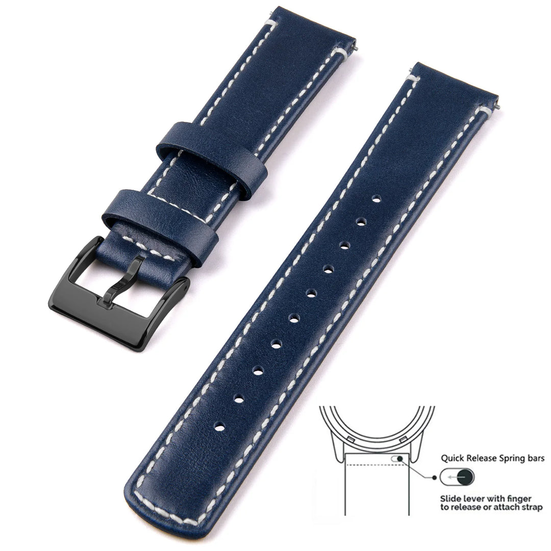 Top Grain Genuine Leather Quick Release Watch Band 20–22mm for Samsung Galaxy Watch