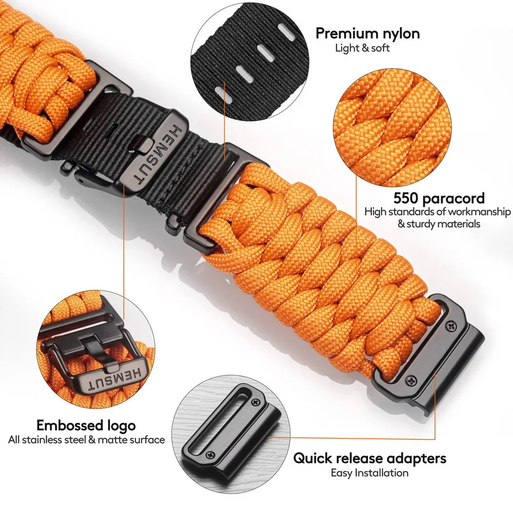 HEMSUT Garmin QuickFit Paracord Nylon Strap (22/26mm)