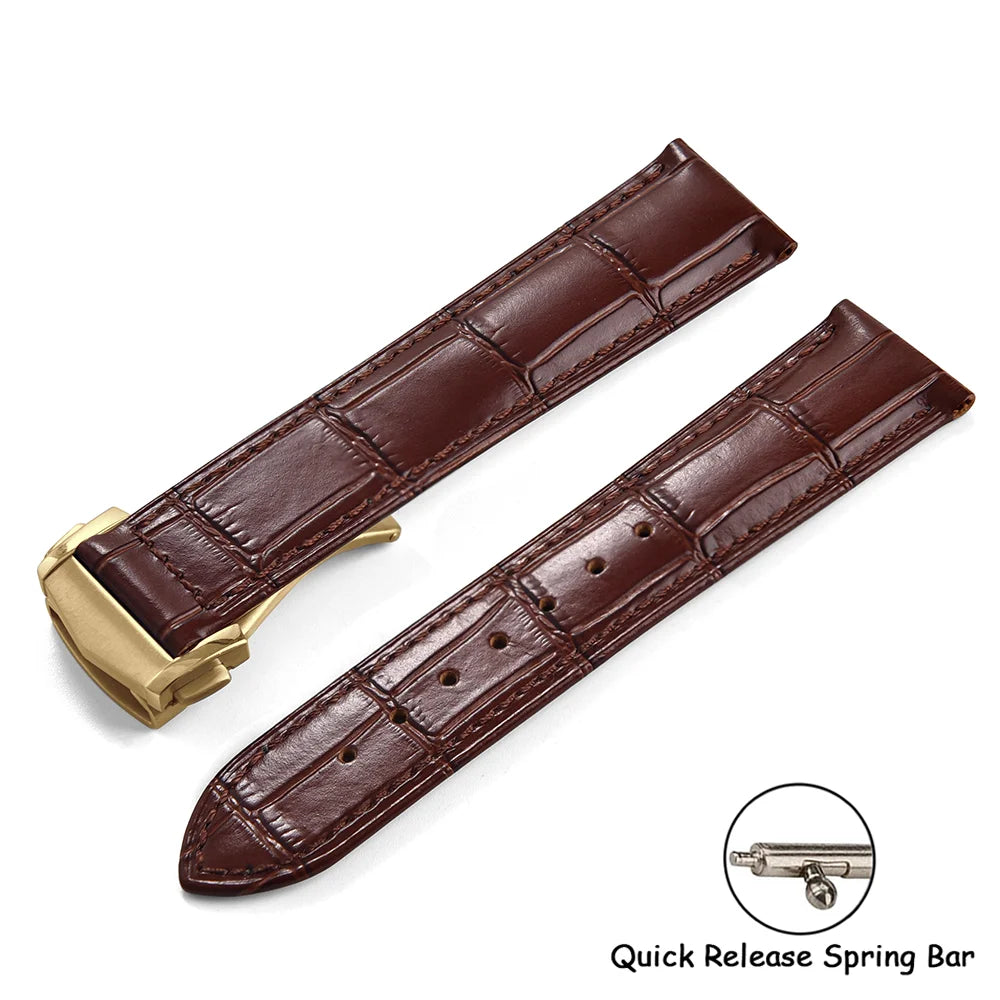 19 20 21 22mm Calfskin Leather Watch Strap For Omega 007 Seamaster 300 Speedmaster Folding Buckle Band Bracelet Accessories Men