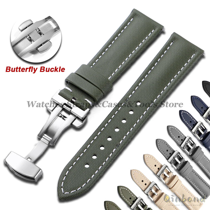 Sailcloth Nylon Watch Strap 18–22mm (Butterfly Buckle)