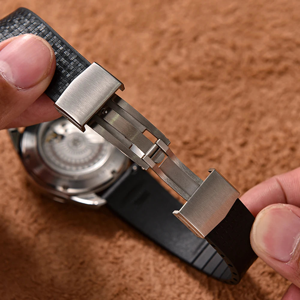 JUELONG Mosaic FKM Rubber CTS Strap 20mm 22mm Quick Release Spring Clasp For Perfect Fit Flat End Universal Watch Straps