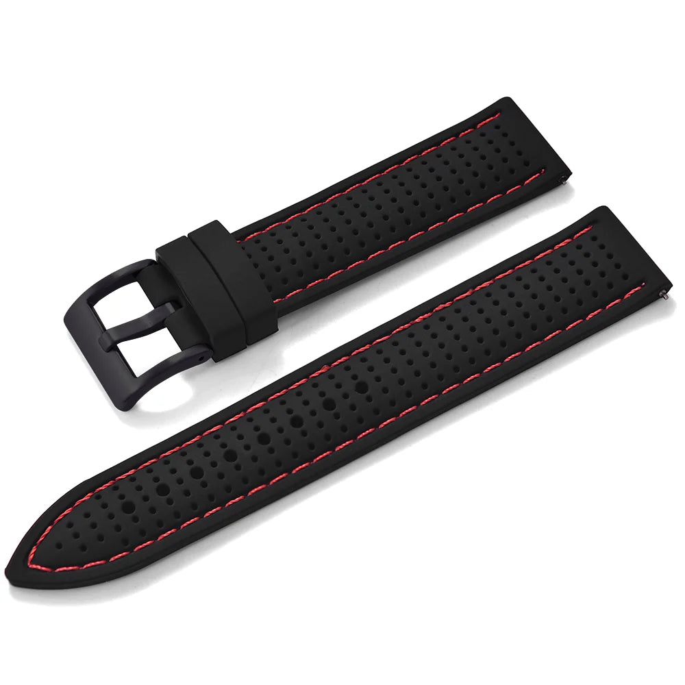 JUELONG Premium Porous Design Soft Rubber Watch Strap Perfect Fit Flat End Universal Quick Release Watch Strap 18mm 20mm 22mm