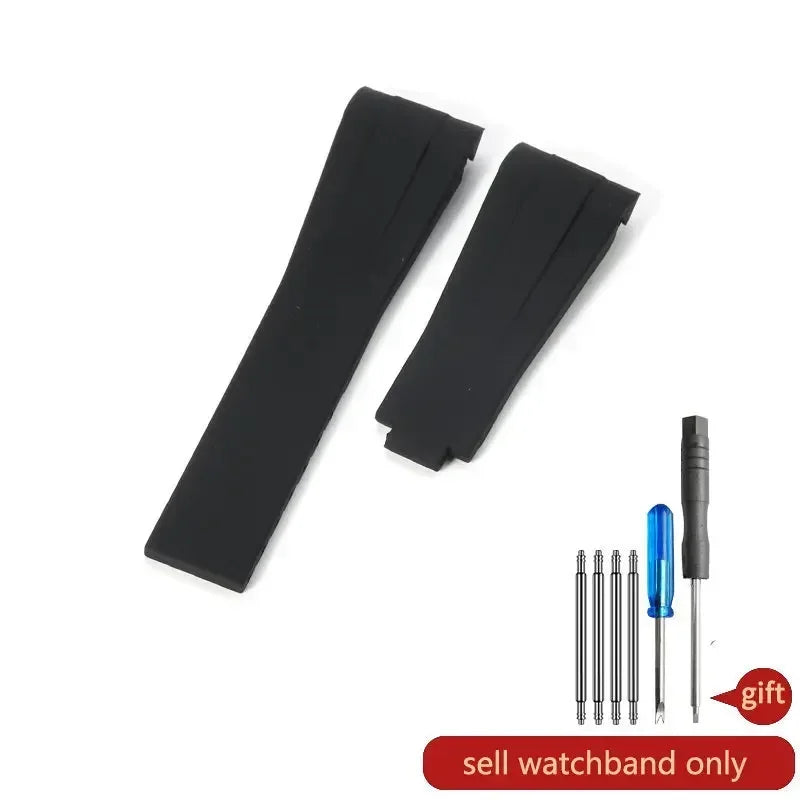 Silicone Rubber Watch Band 20mm for Rolex Daytona, Submariner, Yacht-