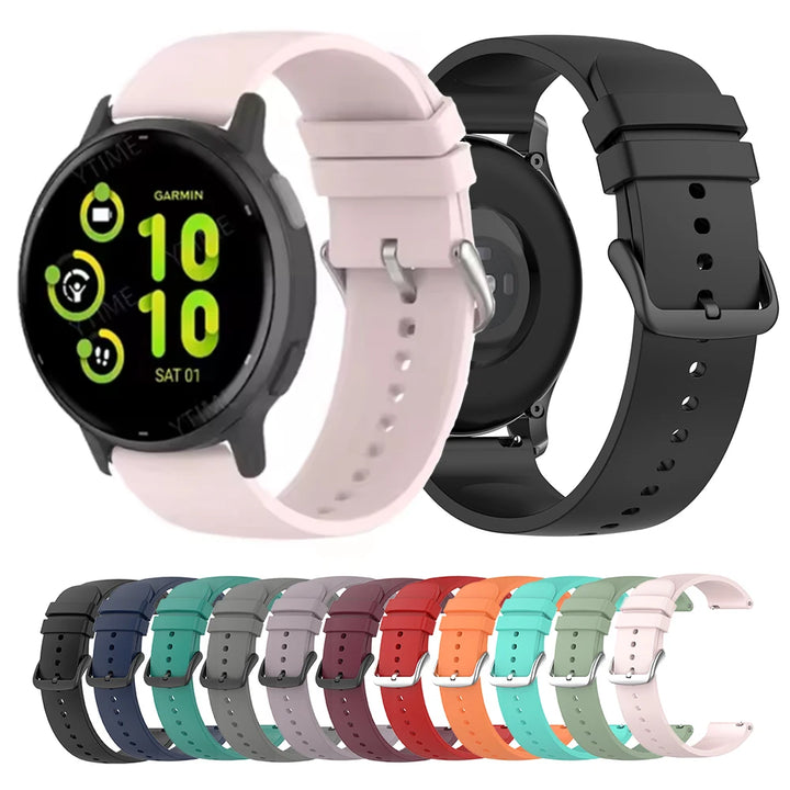 Silicone Strap for Garmin Vivoactive, Forerunner & Huawei Watch (20-22mm)