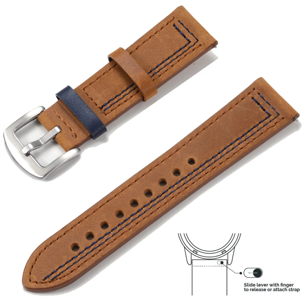 Vintage Genuine Leather Watch Strap 20/22mm