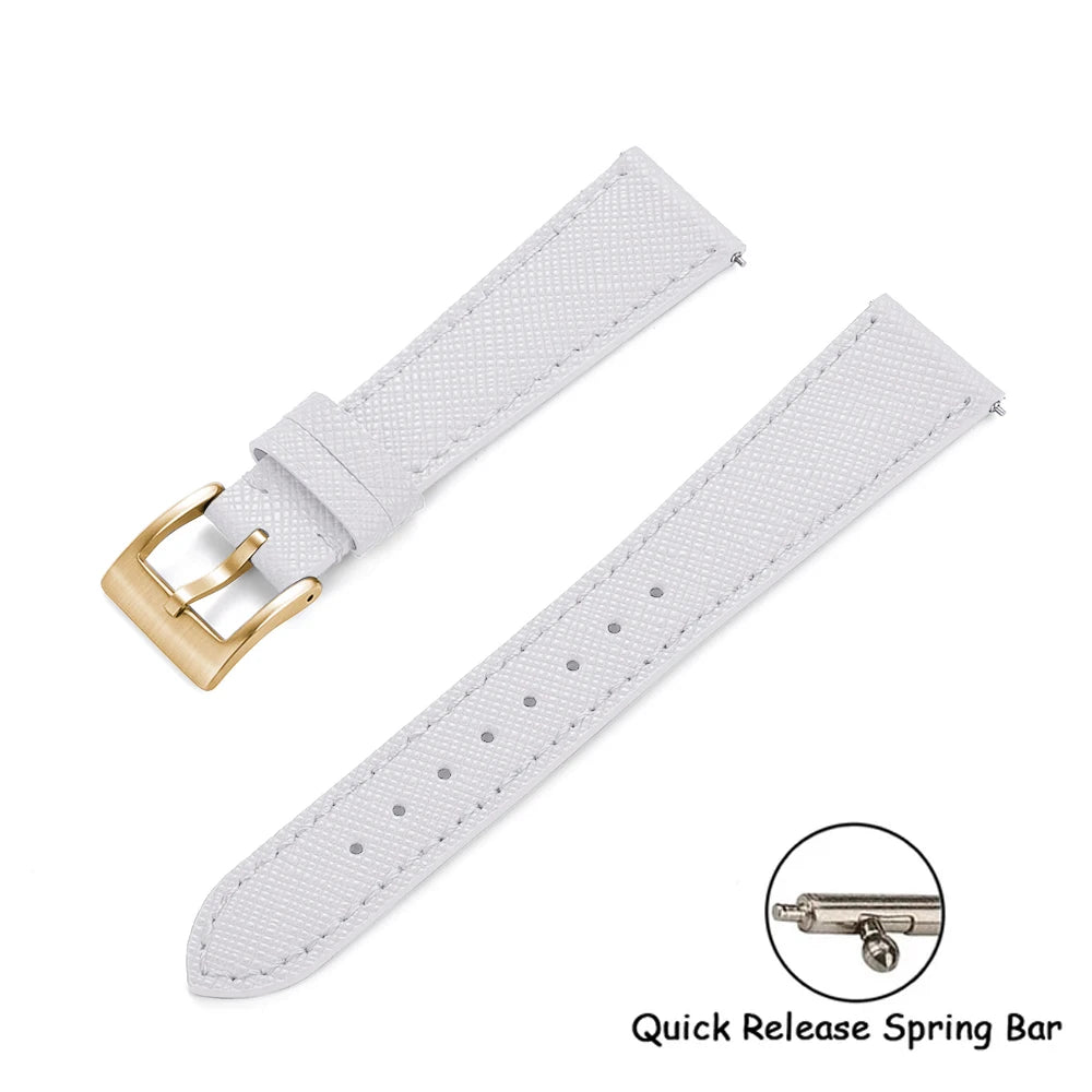 Quick Release Saffiano Leather Watch Strap – 18-24mm Universal