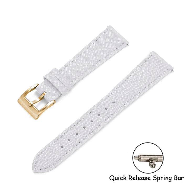 Quick Release Saffiano Leather Watch Strap – 18-24mm Universal
