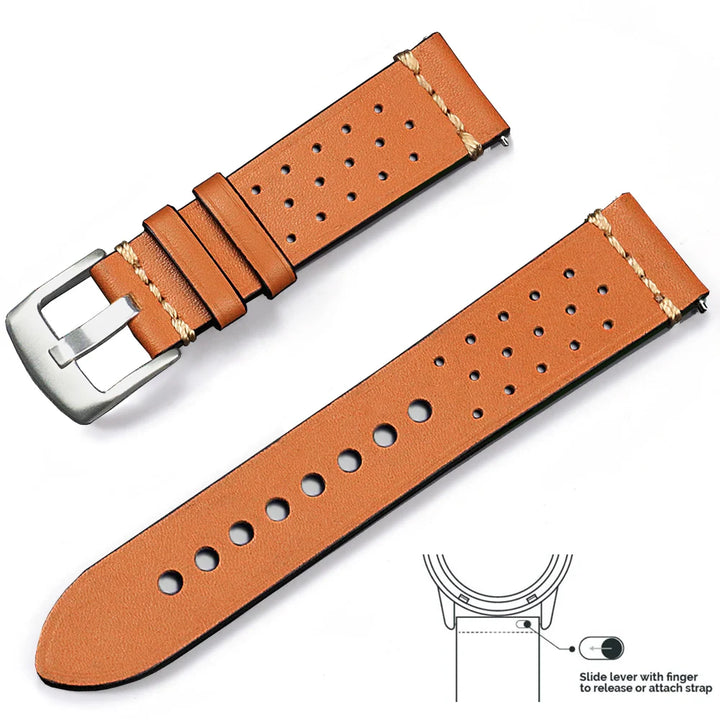 op Grain Genuine Leather Watch Band 20mm 22mm (Quick Release)
