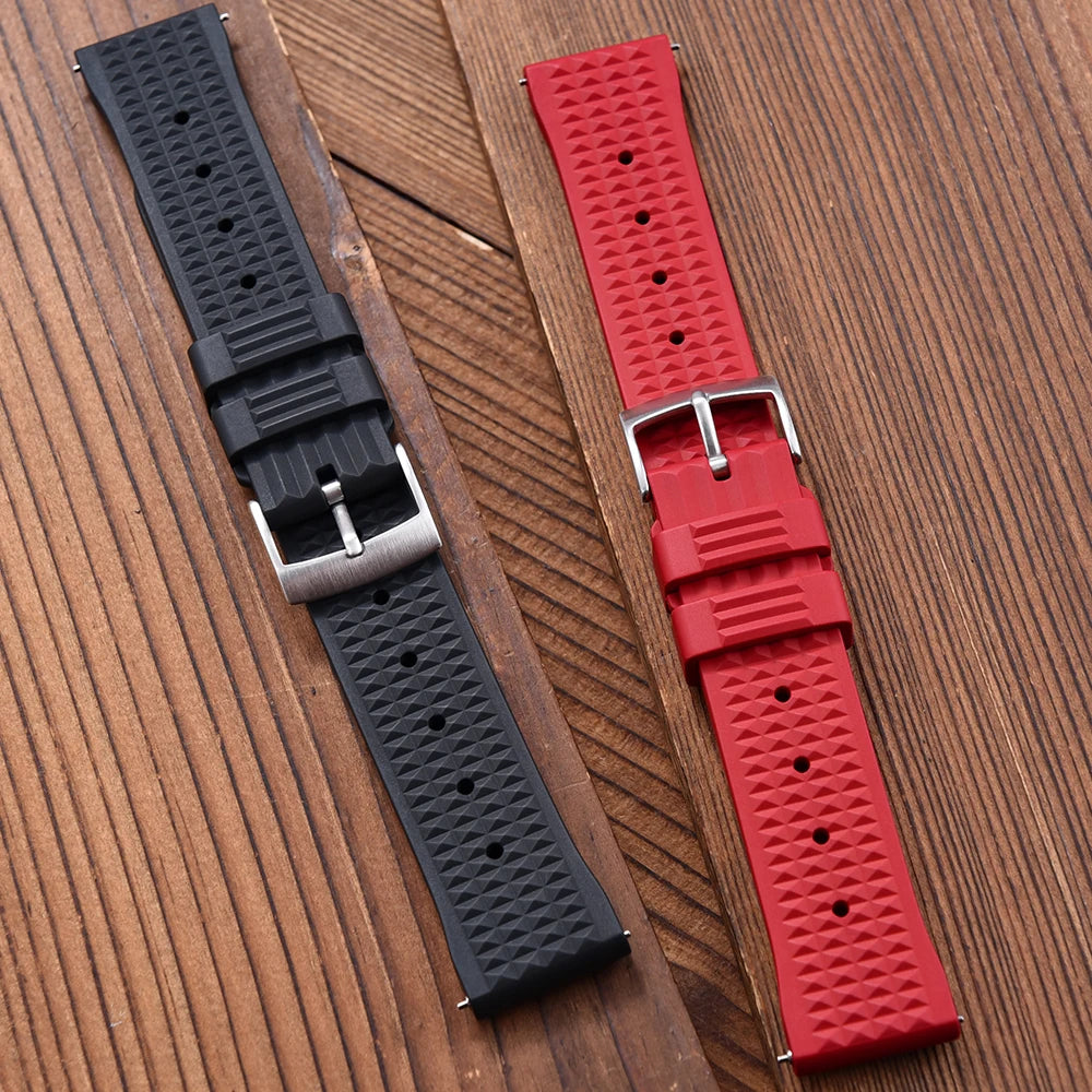 JUELONG Waffle FKM Rubber Watch Bands Quick Release Waterproof Durable Fluororubber Strap 20mm 22mm For Traditional Diving Watch
