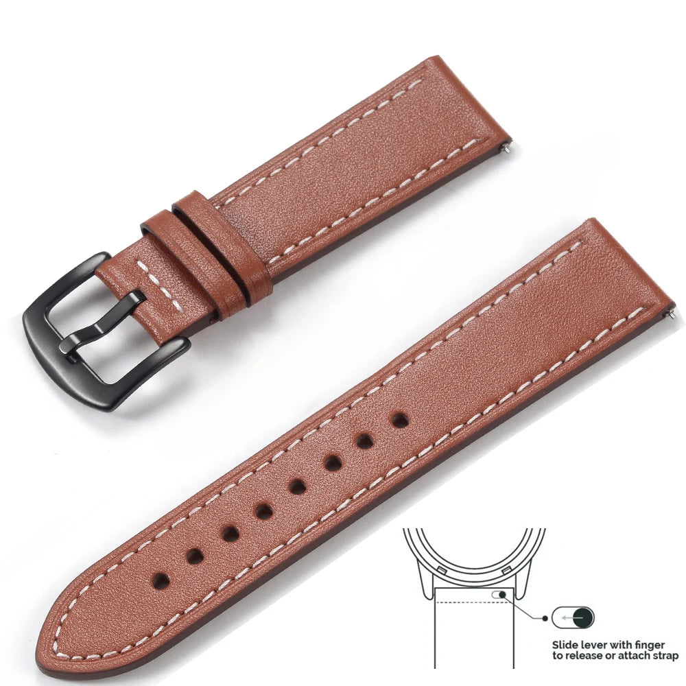 op Grain Genuine Leather Watch Band 20mm 22mm (Quick Release)