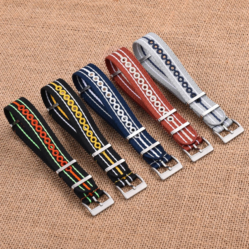 NATOBEL Embroidery Recycled Nylon Sailcloth Strap 20mm 22mm Luminous Recycled Nylon Watchband For Scuba Fifty Series Watches
