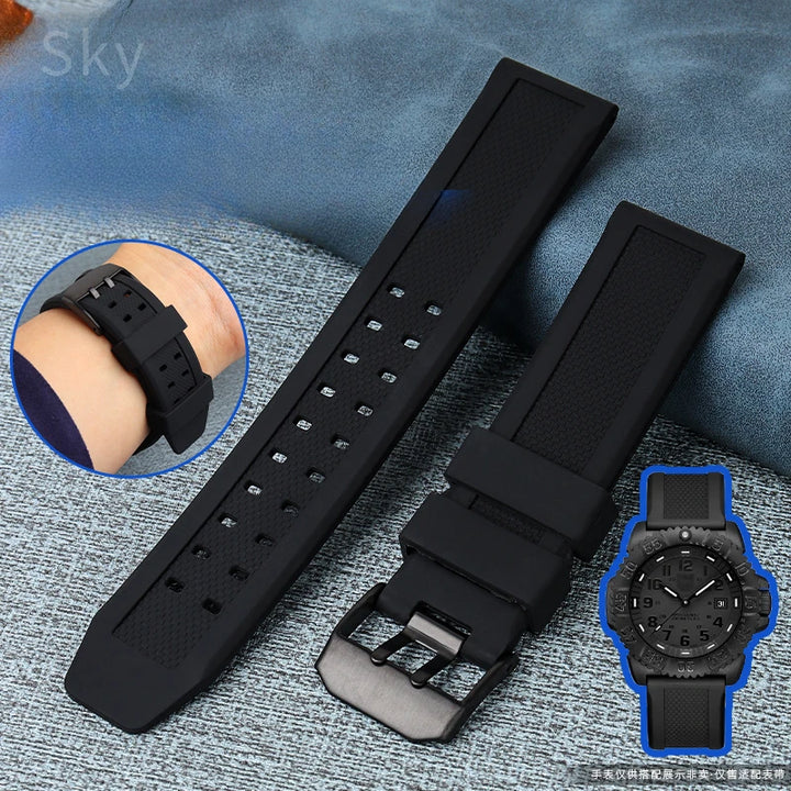 Waterproof Silicone Watch Band 20–23mm for Luminox 3051.BO (Outdoor,
