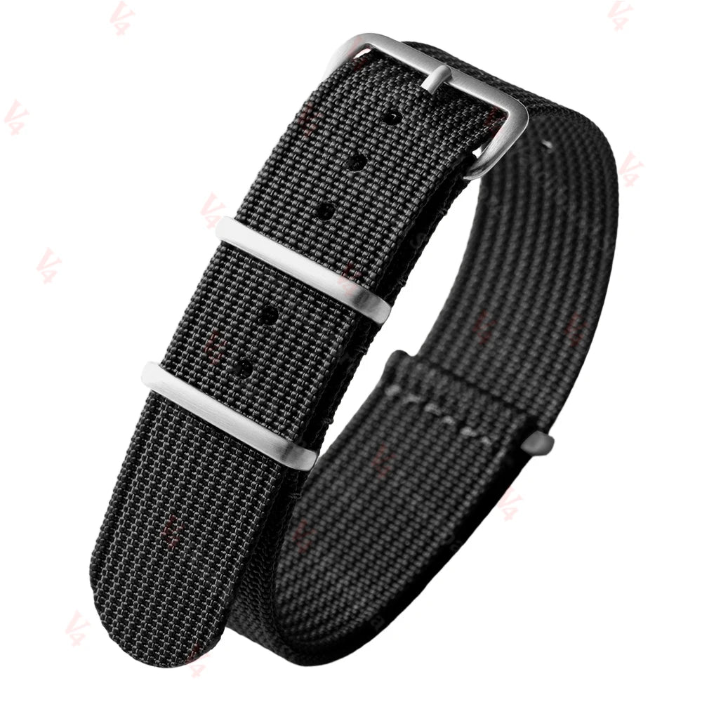 Ribbed Nylon Watch Band 18–22mm (Military Style)