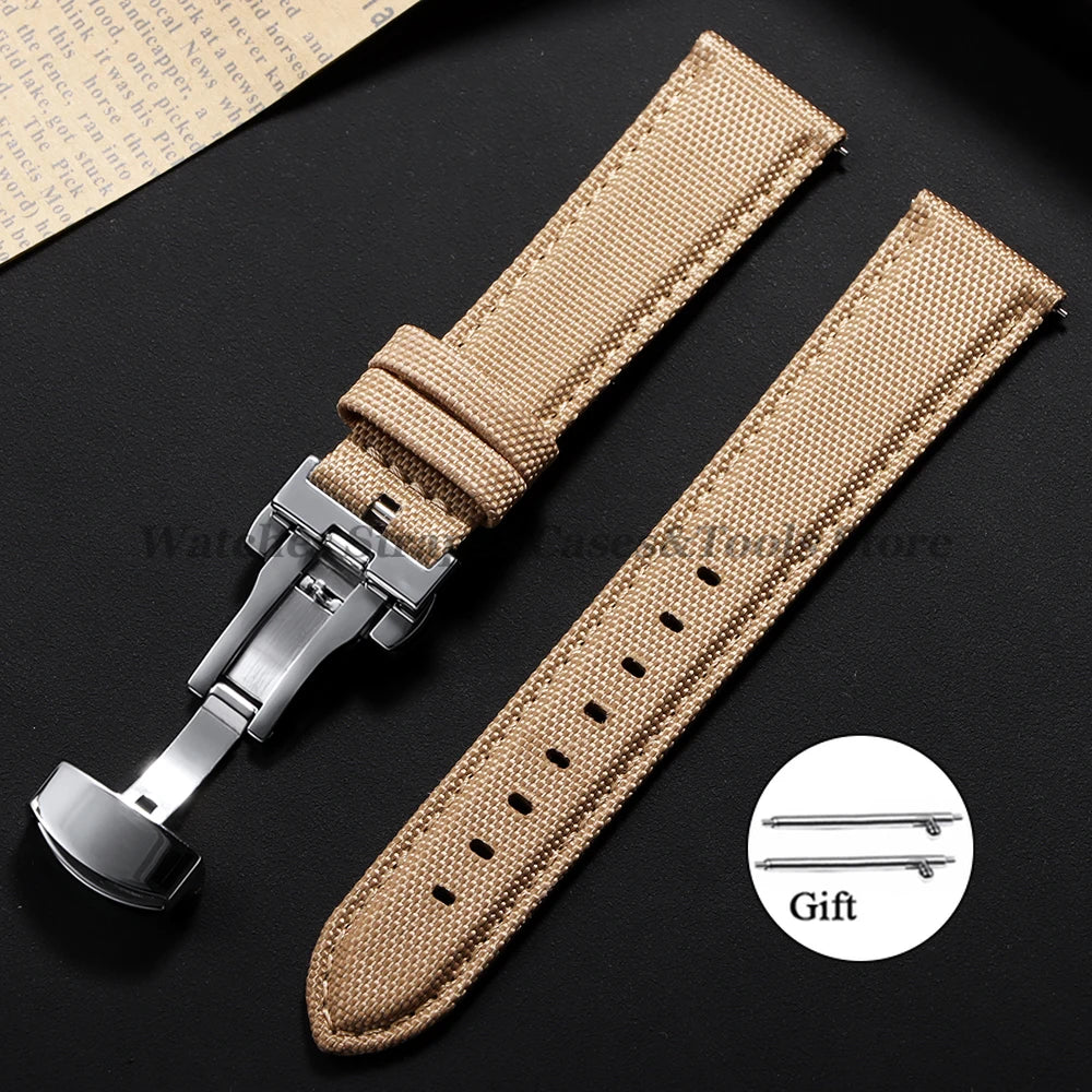 Sailcloth Nylon Watch Strap – 20-22mm Butterfly Buckle