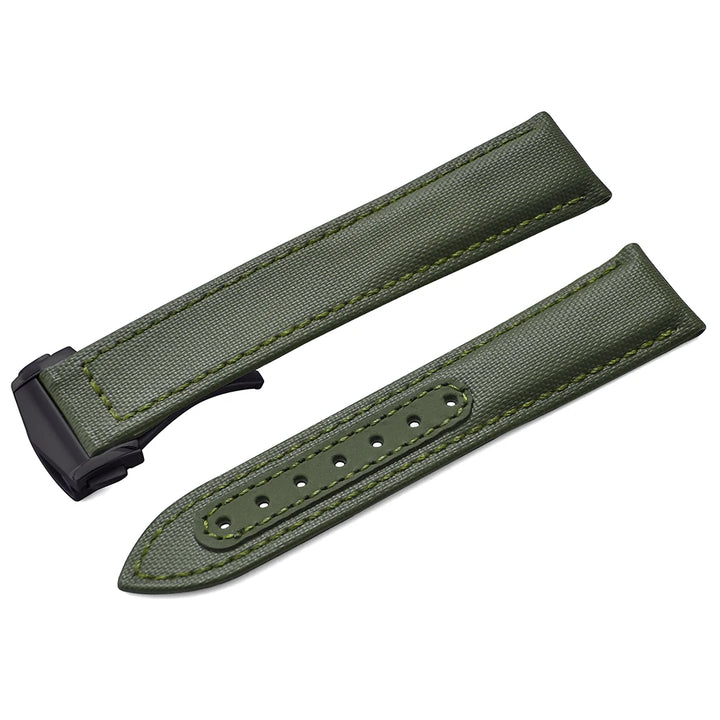 Sailcloth Nylon Watch Band 20mm 22mm Leather Sailcloth Strap For Omega Seamaster  Swatch Folding Buckle Band Universal Bracelet