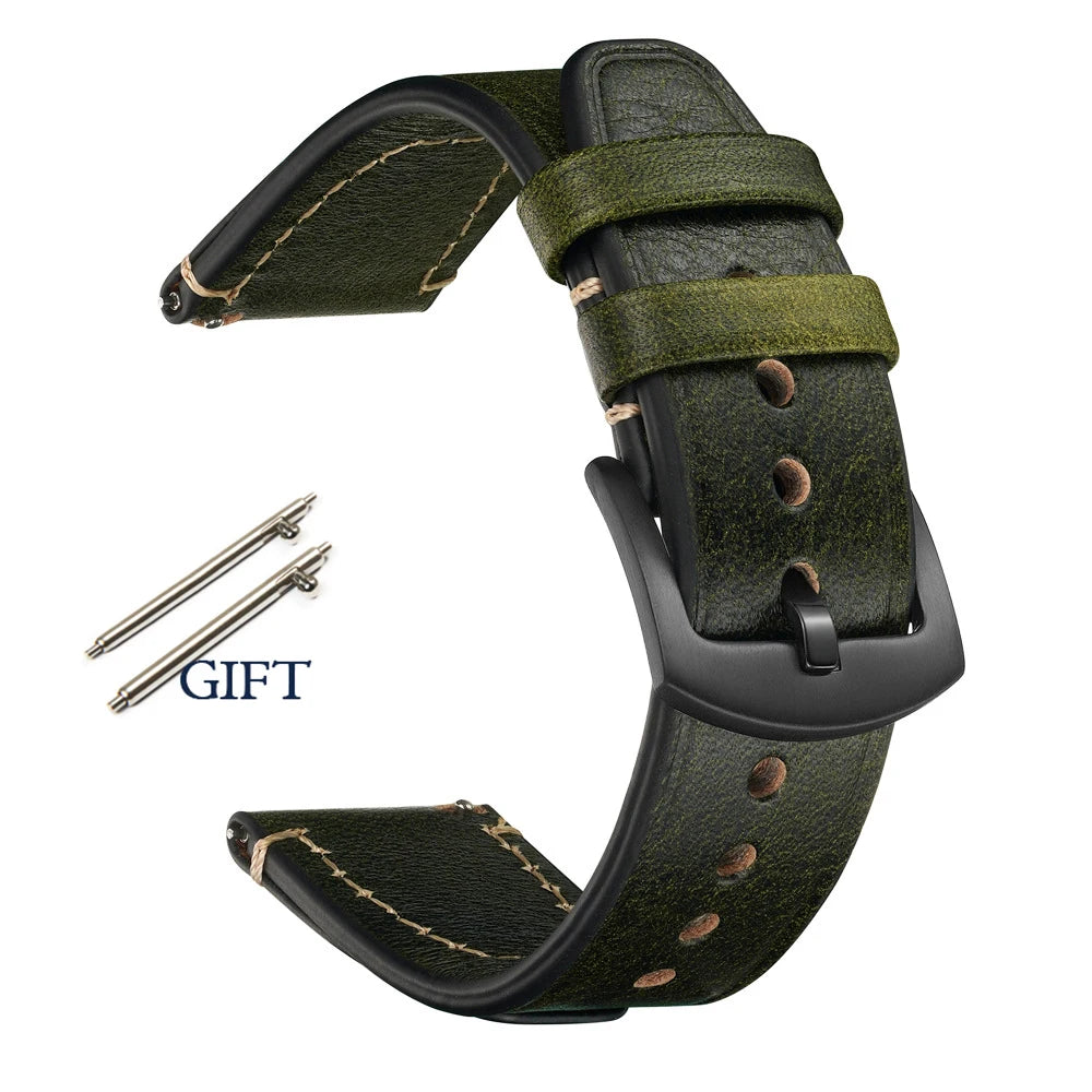 Retro Genuine Leather Watch Strap – 18-22mm for Seiko SNXS79 & Rolex Oyster