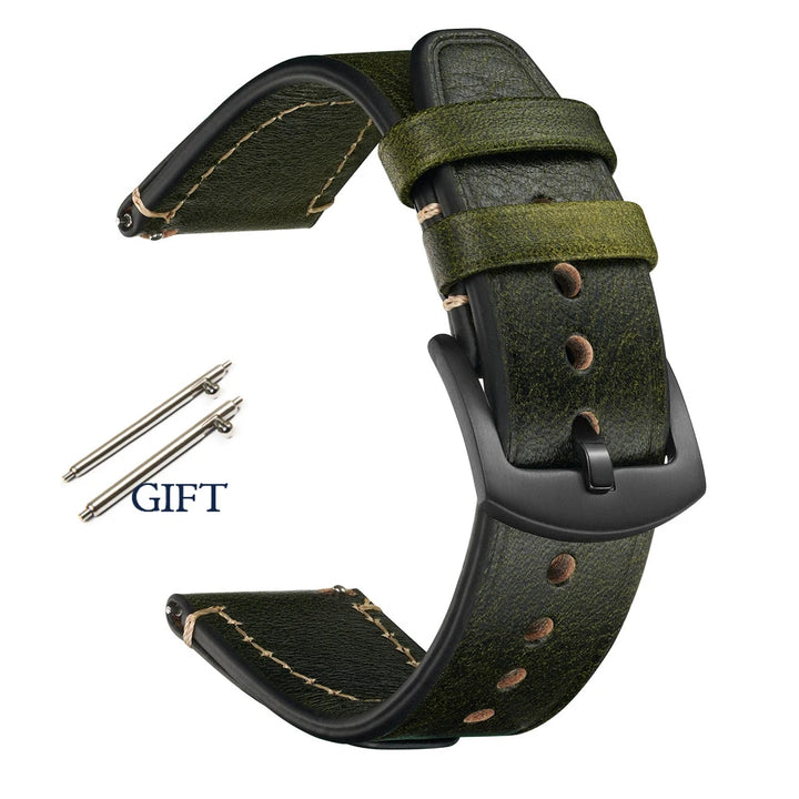 Retro Genuine Leather Watch Strap – 18-22mm for Seiko SNXS79 & Rolex Oyster