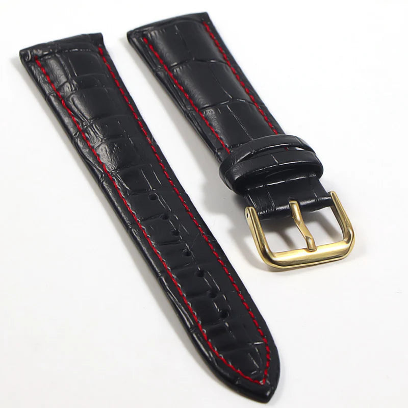 Genuine Leather Watch Strap with Steel Pin Buckle (12-24mm)