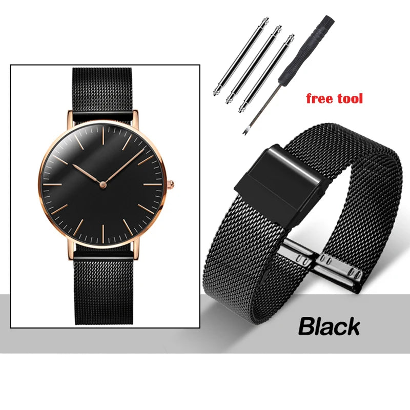 8/10/12/13/14/15/16/17/18/19/20/21/22/24mm Straps for Seiko 0.6mm Mesh Milanese Watch Band for DW Stainless Steel Wrist Bracelet