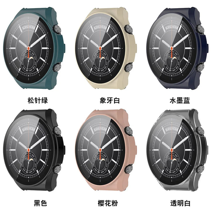 PC + Tempered Glass Protective Case for Xiaomi Watch S1 – Full Screen Cover
