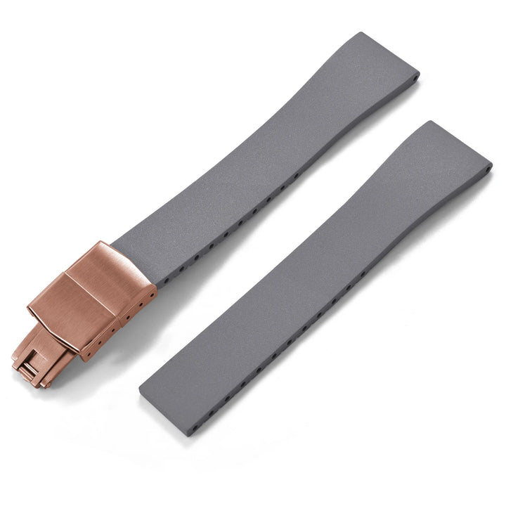 JUELONG CTS FKM Rubber Watch Strap 16–22mm Quick Release with Rose Gold Butterfly Buckle