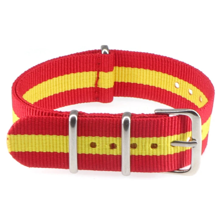 Striped Nylon Watch Strap with Silver Buckle (16-22mm)