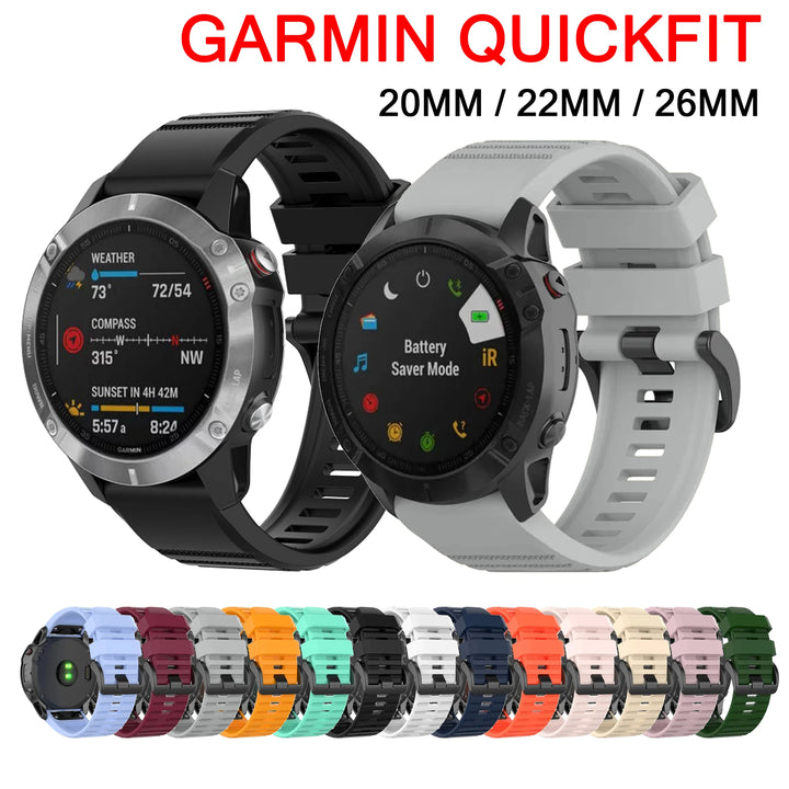 QuickFit Silicone Band for Garmin Fenix & Epix (20-26mm)