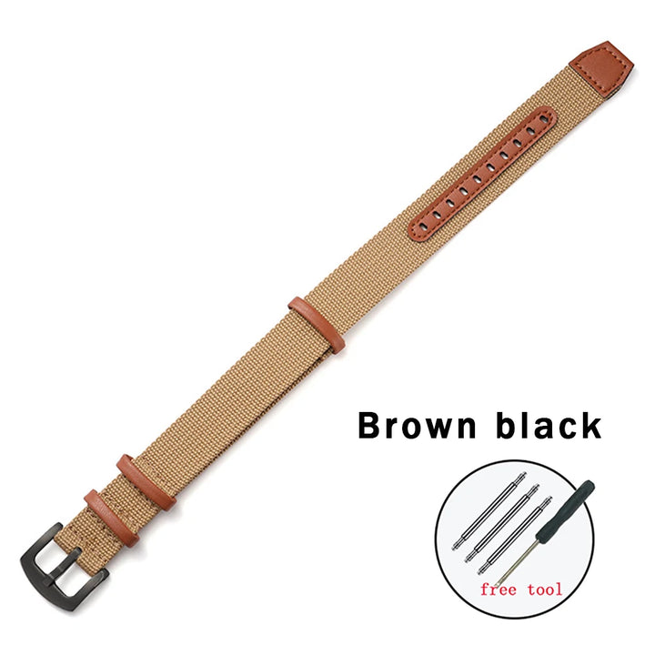 Nylon Leather Strap 20mm 22mm Watchband Genuine Leather Weave Replacement Bracelet for Hamilton Khaki Field Wristband Sport Band