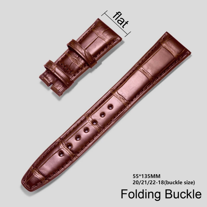 Crocodile Leather Watchbands For IWC Portugues Pilot Black Alligator Grain Handmade Straps 20mm 21mm 22mm