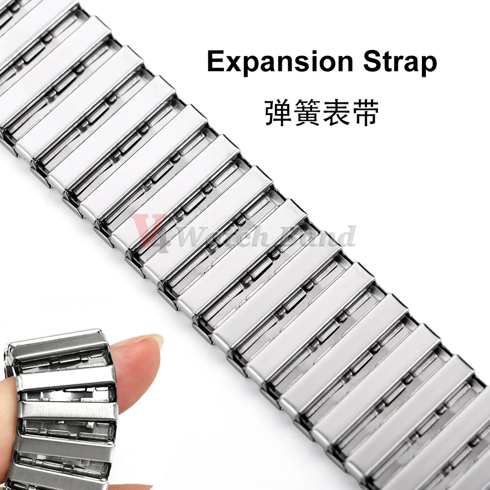 NEW Quick Release Stainless Steel Elastic Stretch Strap 14/16/18/20/22mm Watch Band Accessories Bracelet Metal Expansion Straps