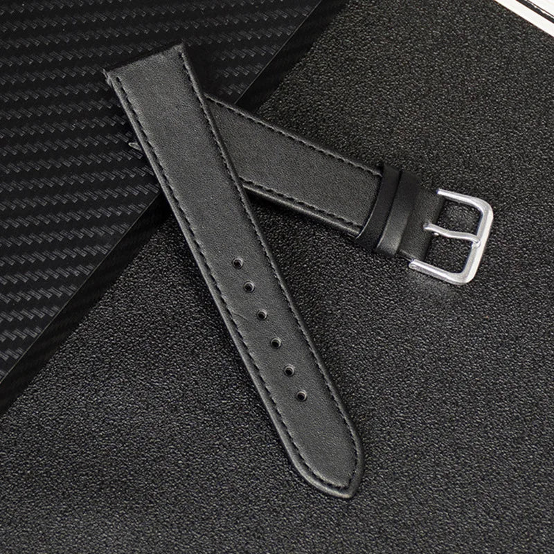 Black & Brown PU Leather Watch Strap (12–22mm)