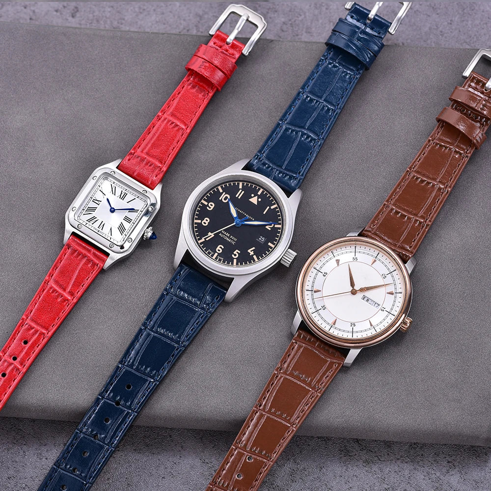 16/18/19/20/21/22mm Slub Pattern Leather Watch Strap Quick Release Leather Watch Band Women Men for Omega Seiko Cartier Bracelet