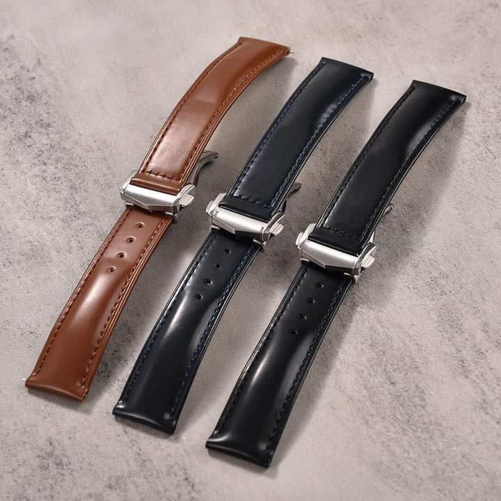 Cowhide Leather Strap Folding Buckle 19mm 20mm 21mm 22mm for Omega Seamaster Universal Leather Watch Band Watch Accessories Men