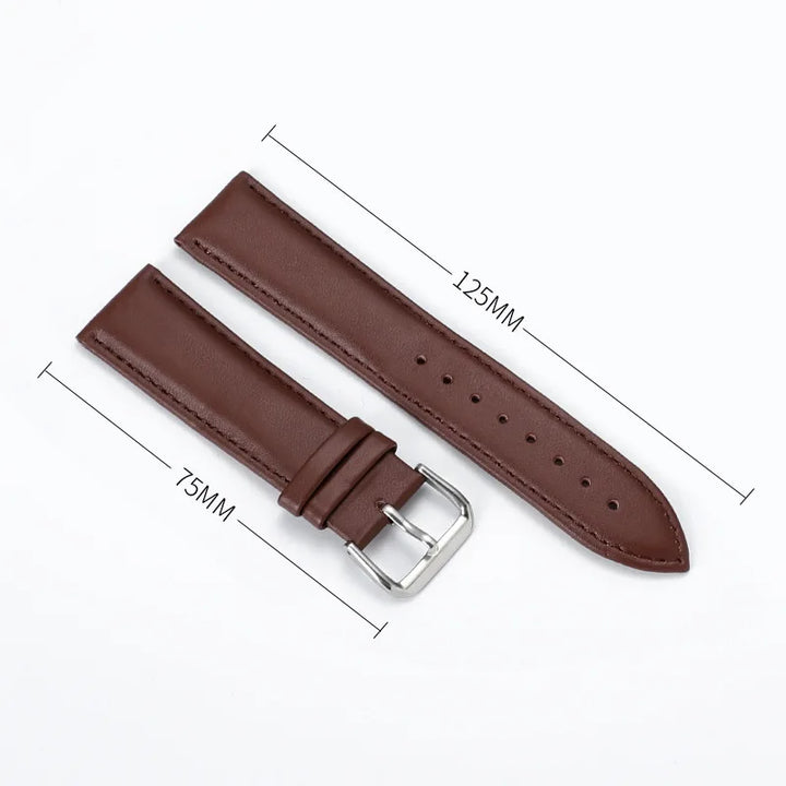 Soft Leather Watch Strap 8–24mm for Men & Women (Purple, Green, Blue)