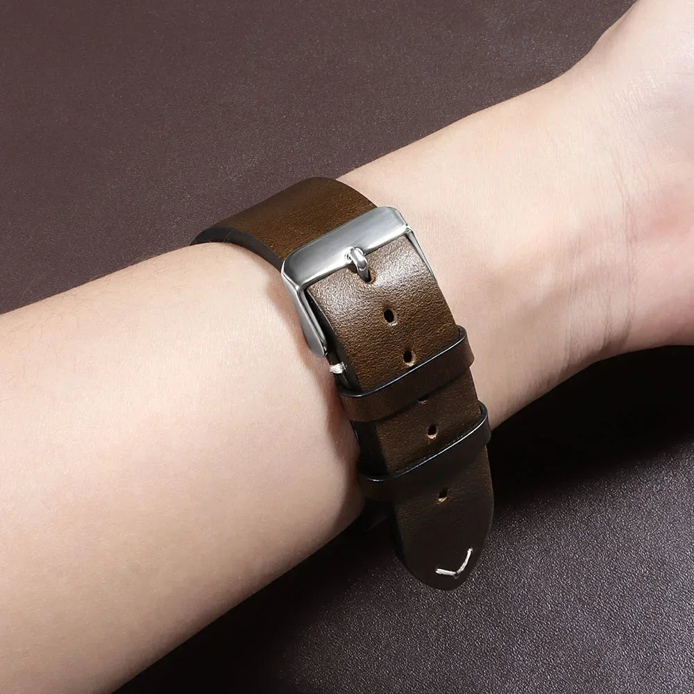 Vintage Oil Wax Leather Watch Strap – 18–24mm, Omega & Seiko