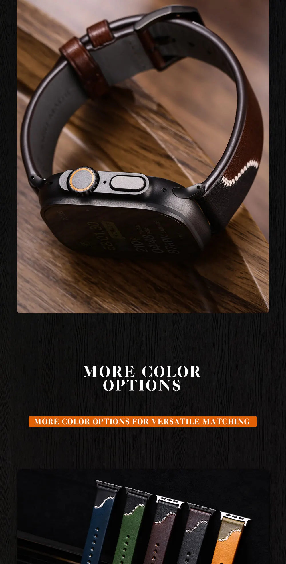 Bicolor Leather Apple Watch Band Series 10 & Ultra 41–49mm – MAIKES