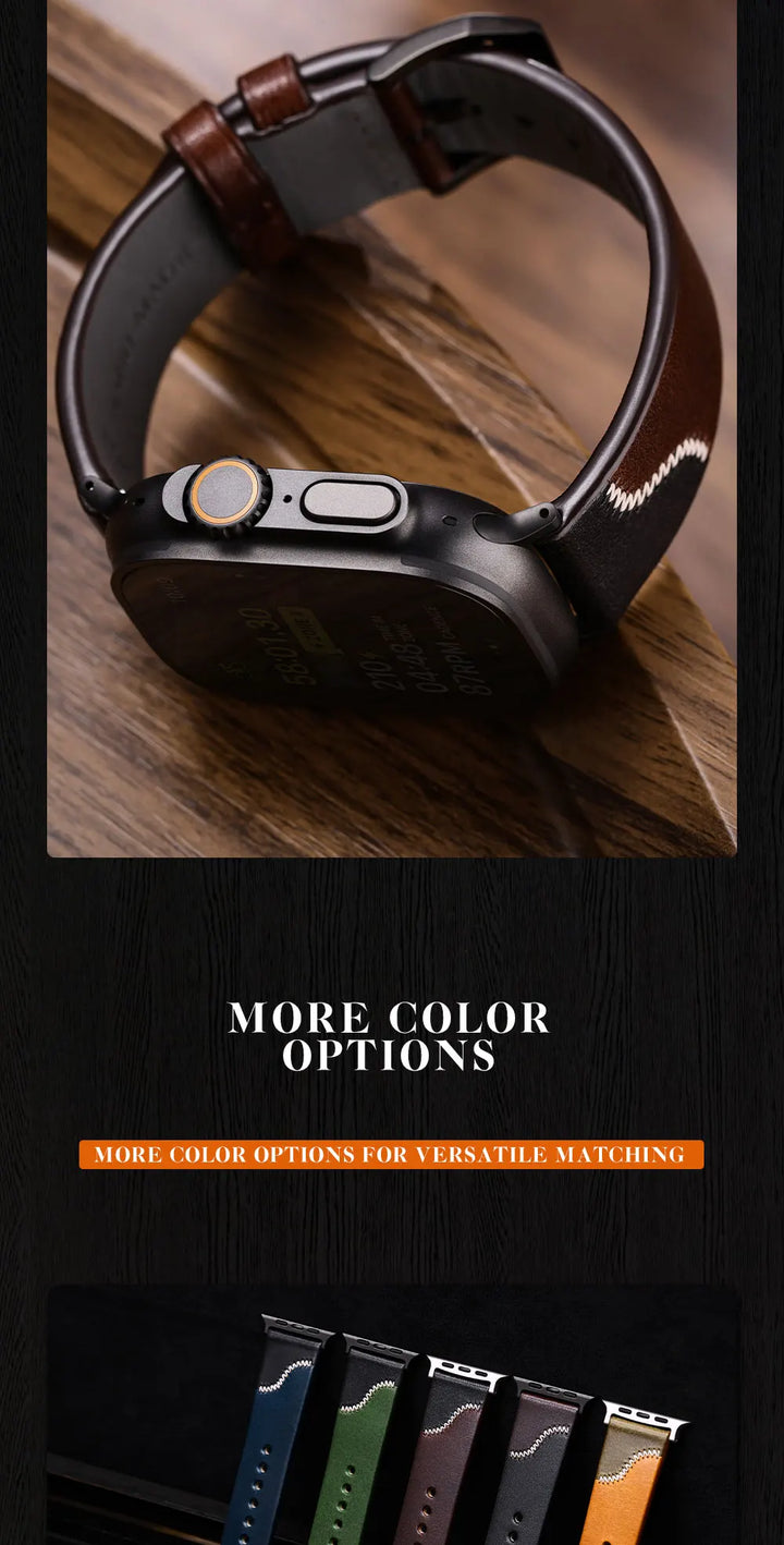 Bicolor Leather Apple Watch Band Series 10 & Ultra 41–49mm – MAIKES