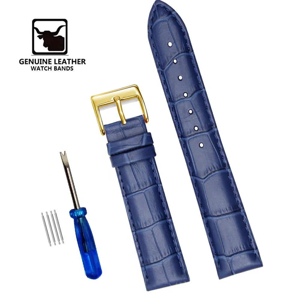 Premium Genuine Leather Watch Strap 12–24mm (With Tool)