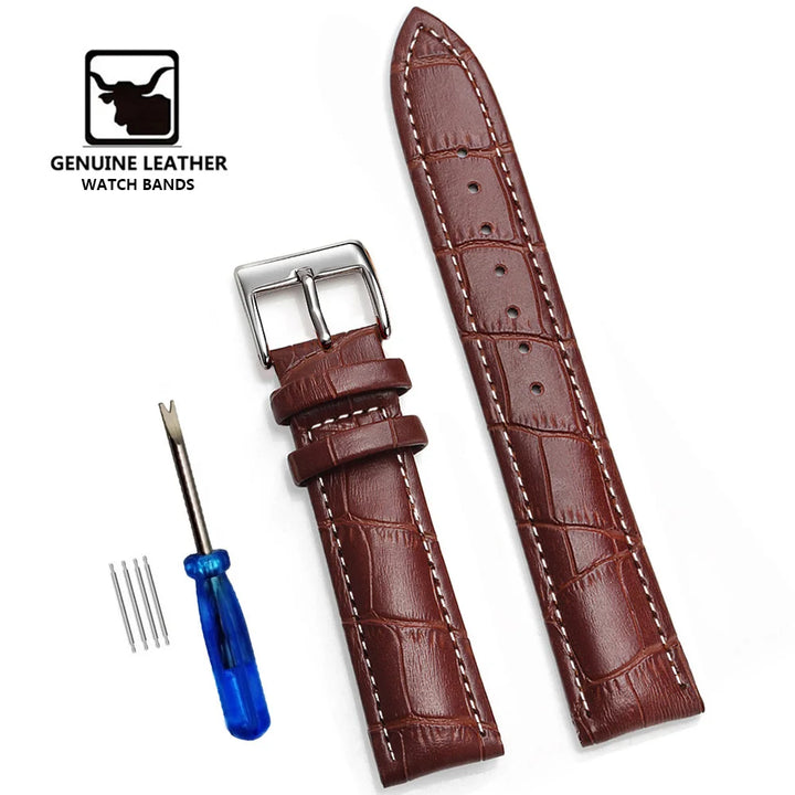 Premium Genuine Leather Watch Band 12–24mm (With Tool)
