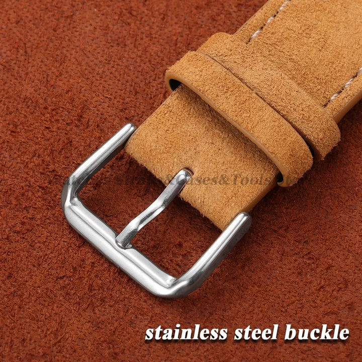 Vintage Suede Cowhide Leather Watch Strap (18–22mm, Quick Release)