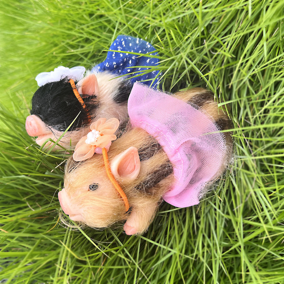 12 cm Mini Silicone Reborn Piglet Doll + 3 Outfits