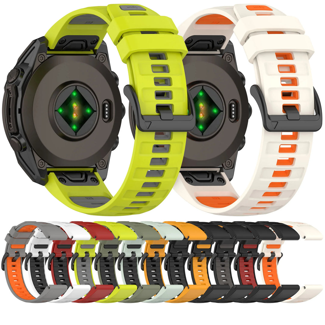 Title: Quick Release Silicone Watch Strap 20/22/26mm for Garmin Fenix 6–8 Series