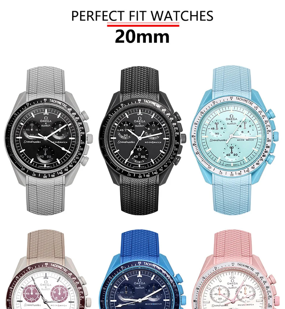 Silicone Rubber Strap 20mm for MoonSwatch & Omega X Swatch Speedmaster
