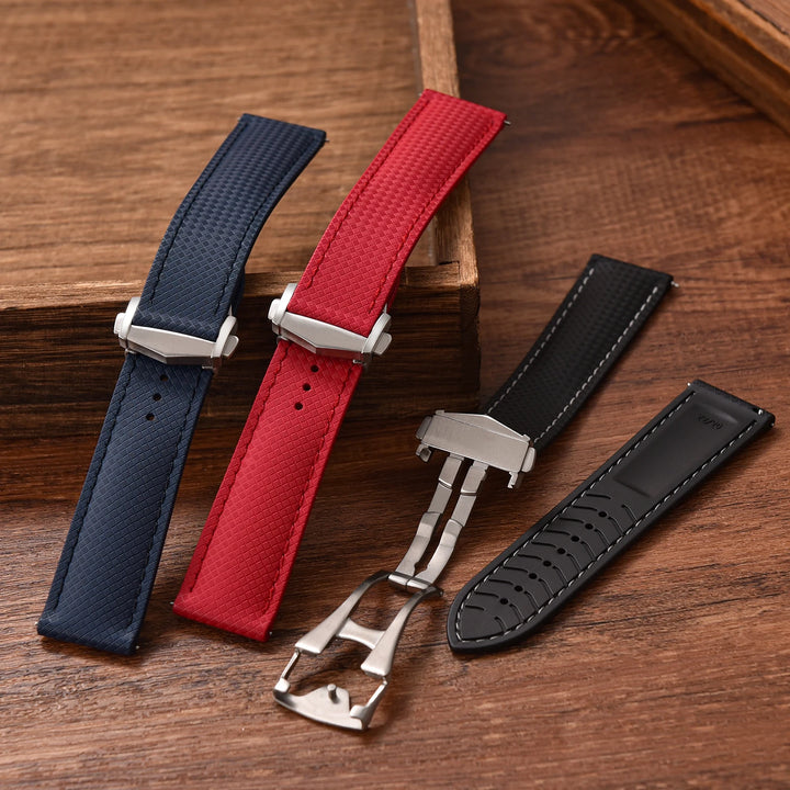 NATOBELT New Design FKM Rubber Watch Strap 20mm 22mm Folding Pin Buckle Quick Release For Omega X Swatch MoonSwatch Seiko