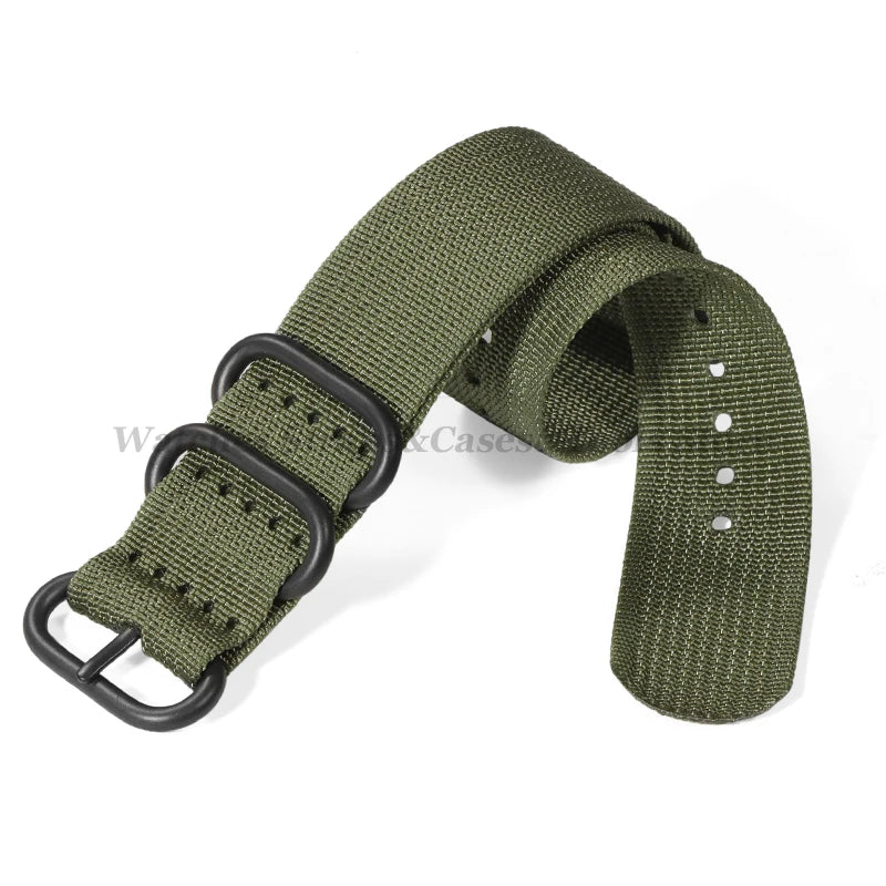 Sailcloth Nylon Watch Strap with Ring Buckle (18–24mm)
