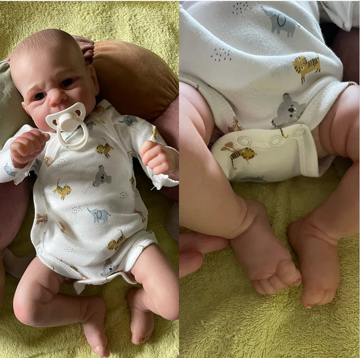19″ Elijah Finished Reborn Baby Doll – Soft‑Touch Flexible Body with Painted Features & Eyes