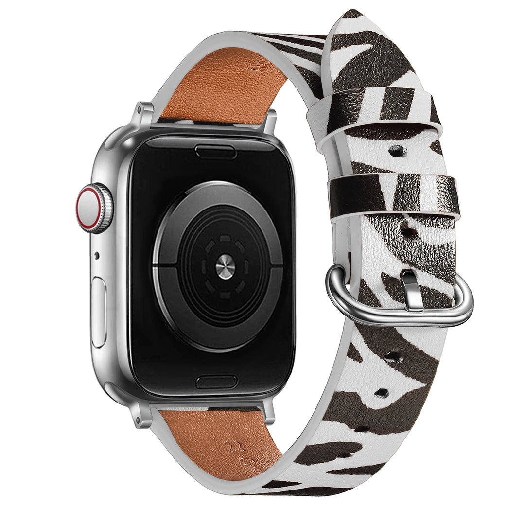 Leopard Leather Apple Watch Band for Women 38–49mm