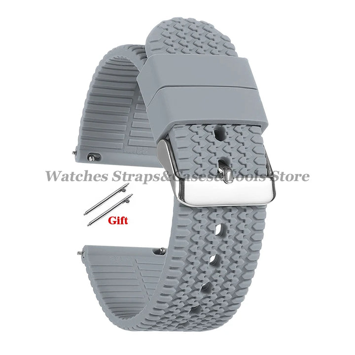 Soft Silicone Rubber Watch Band 18–24mm for Omega & Huawei (Quick